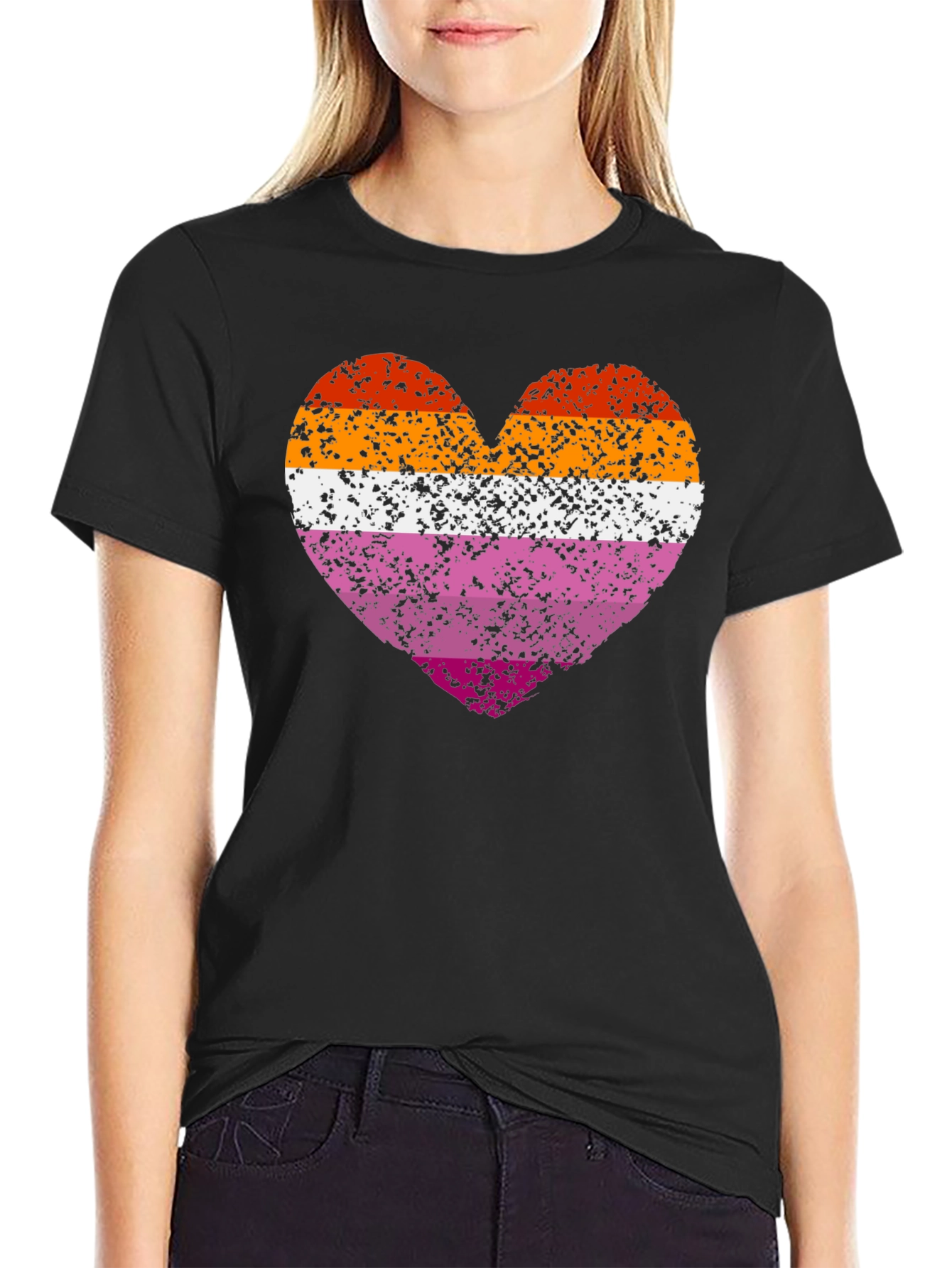 Lesbian Pride Heart Graphic T-Shirt