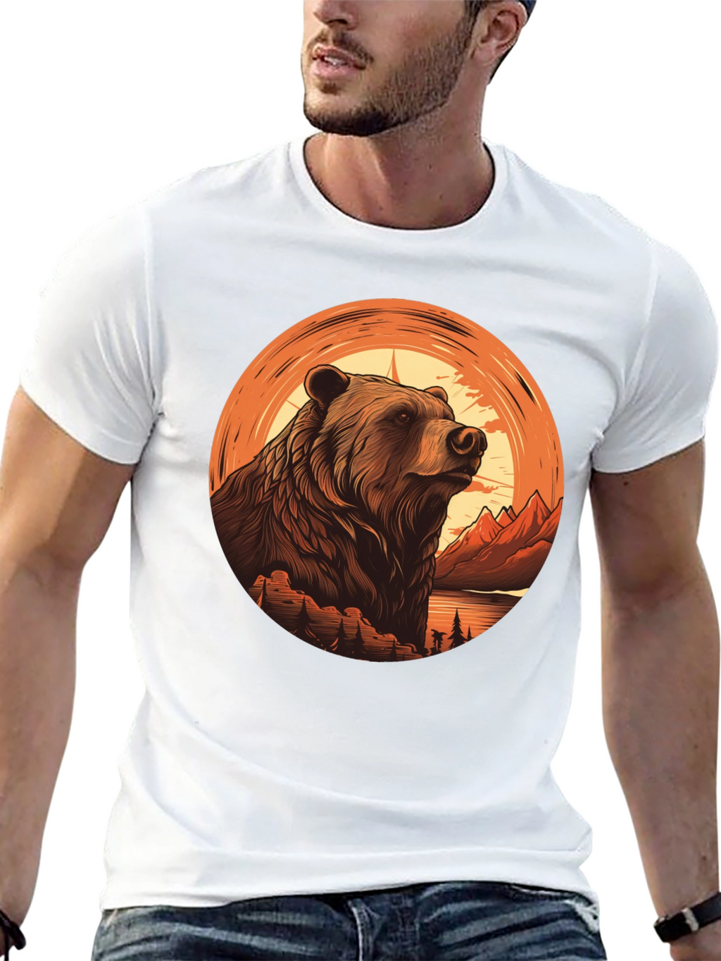 Grizzly Bear Graphic Tee - Nature Adventure Shirt