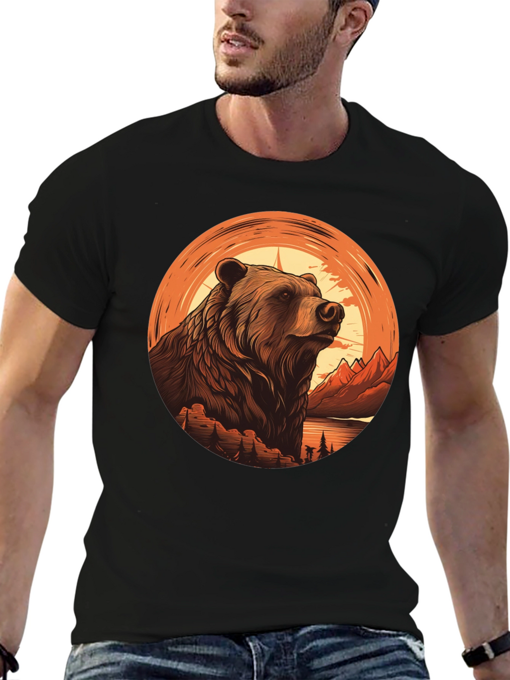 Grizzly Bear Graphic Tee - Nature Adventure Shirt