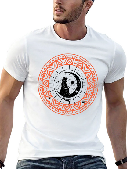 Black Cat Moon Mandala Graphic Tee