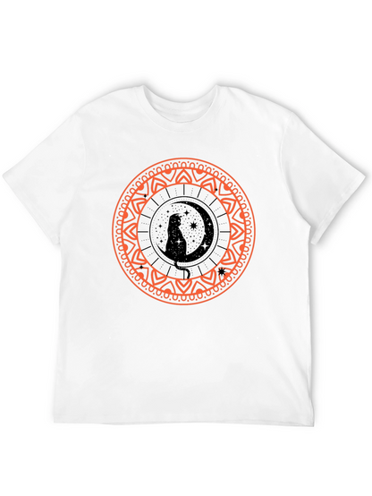 Black Cat Moon Mandala Graphic Tee