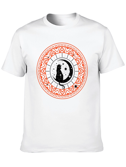 Black Cat Moon Mandala Graphic Tee