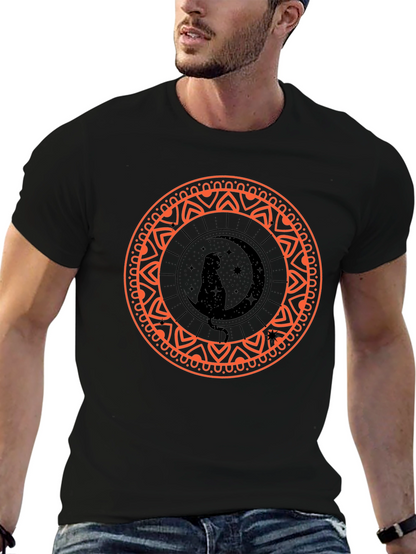 Black Cat Moon Mandala Graphic Tee