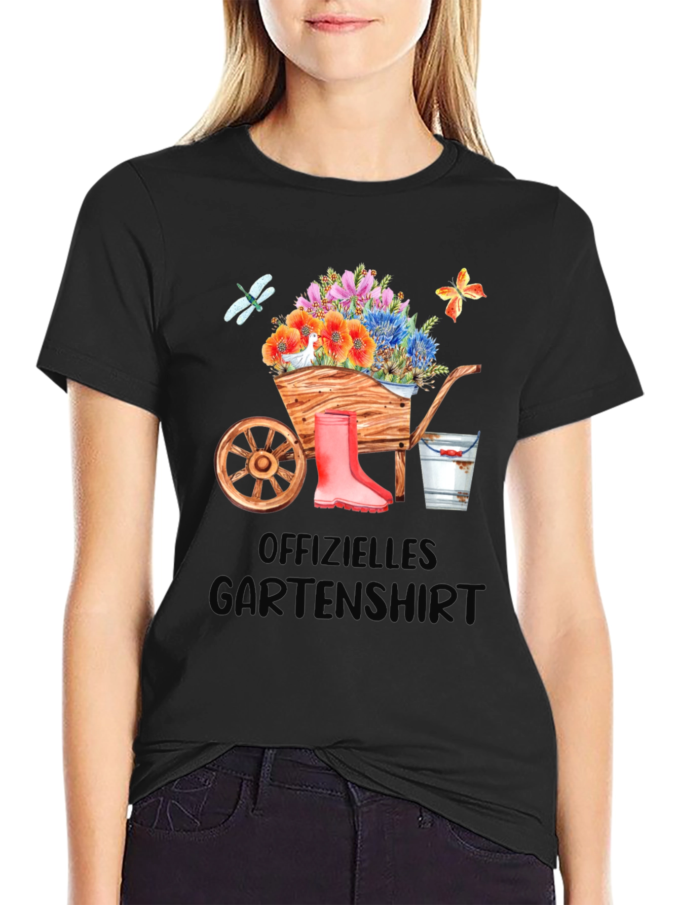 Gardening T-Shirt with Wheelbarrow Design