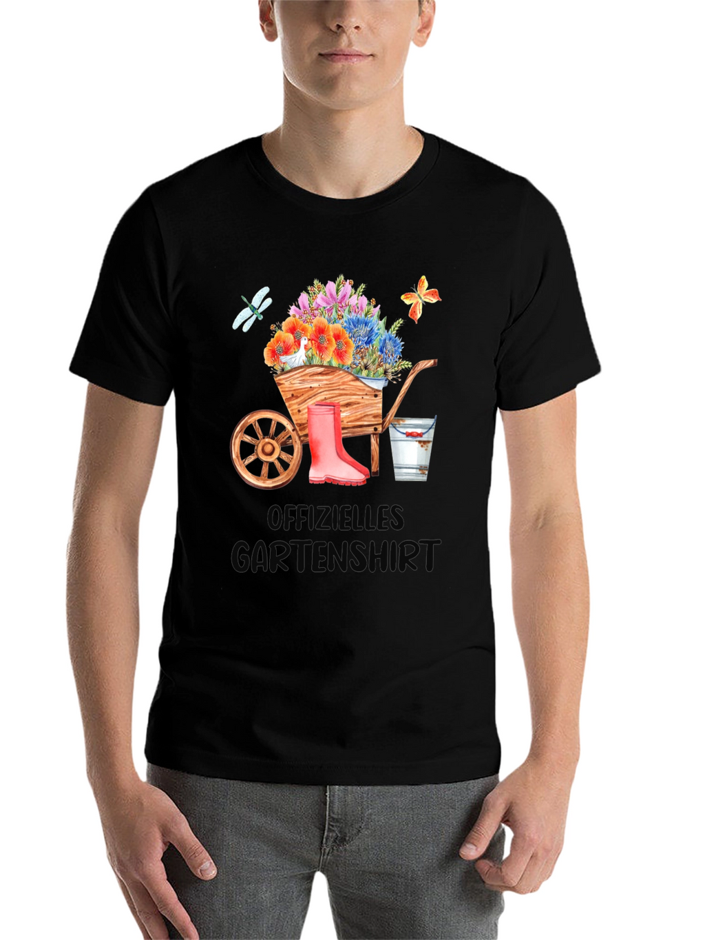 Gardening T-Shirt with Wheelbarrow Design