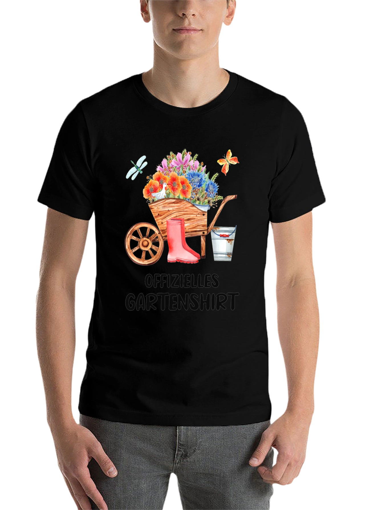 Gardening T-Shirt with Wheelbarrow Design