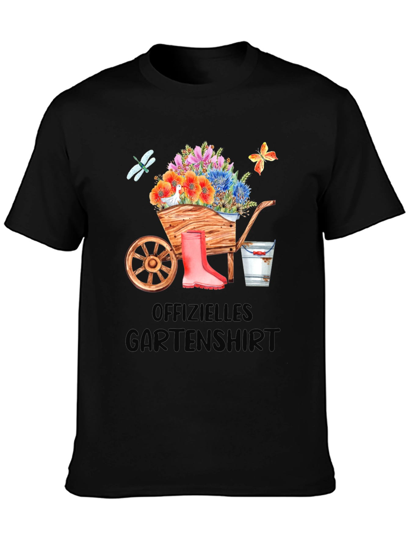 Gardening T-Shirt with Wheelbarrow Design