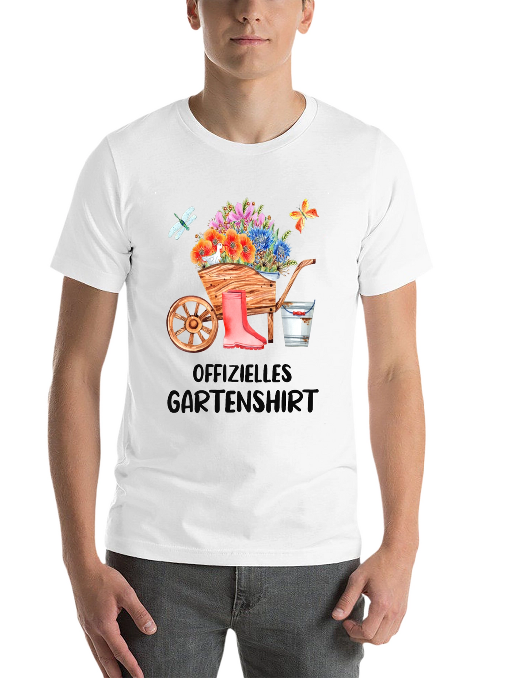 Gardening T-Shirt with Wheelbarrow Design