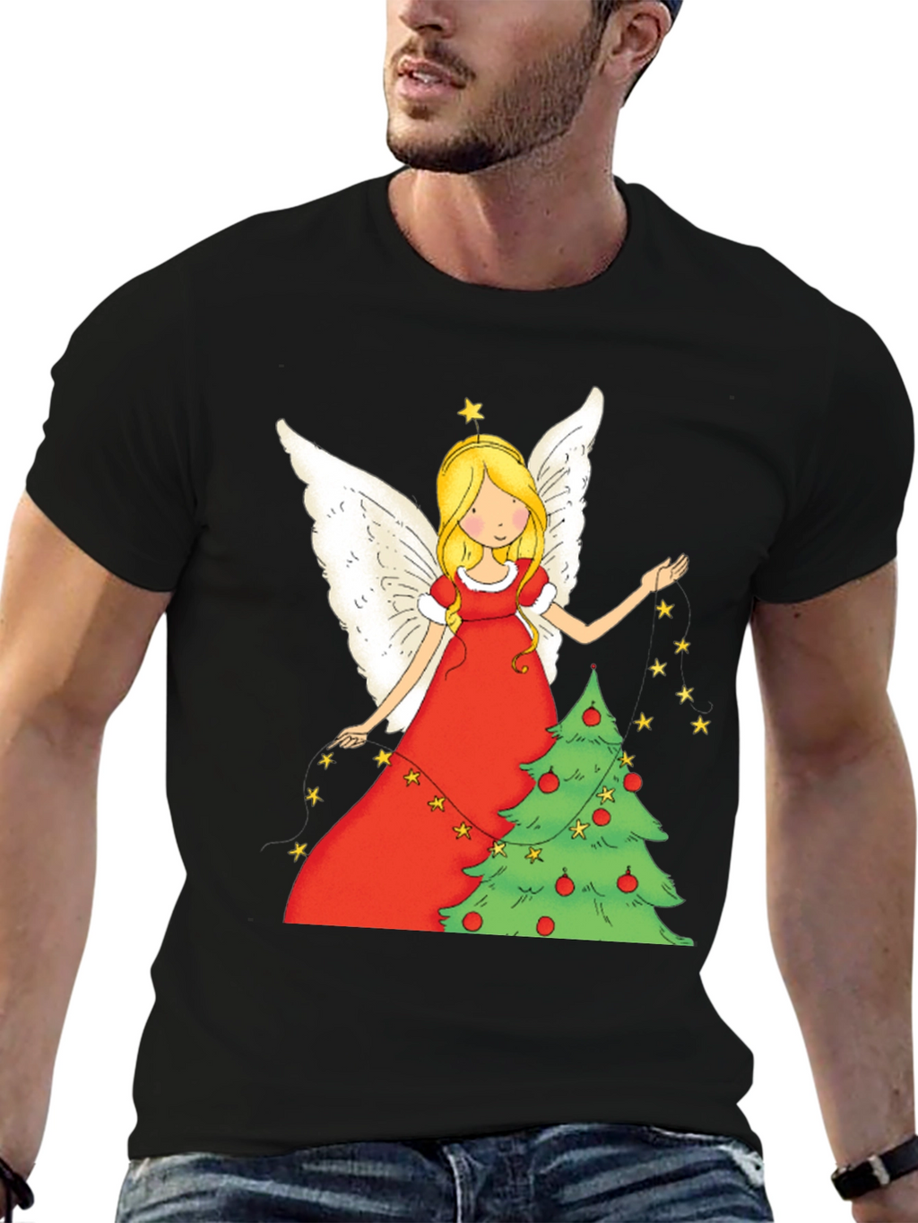 Festive Christmas Angel Graphic Tee