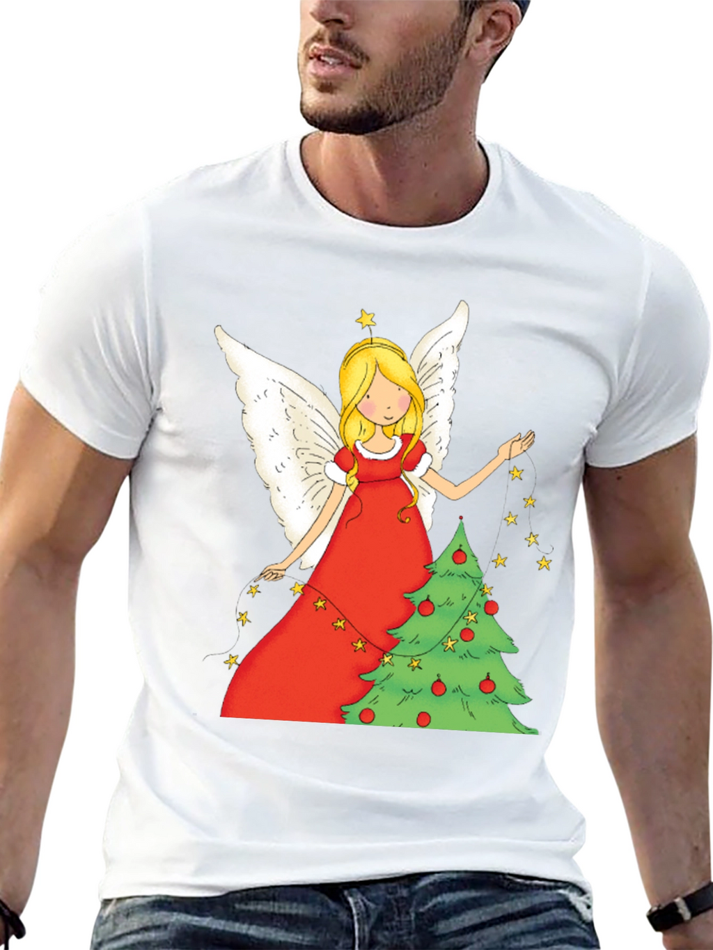 Festive Christmas Angel Graphic Tee
