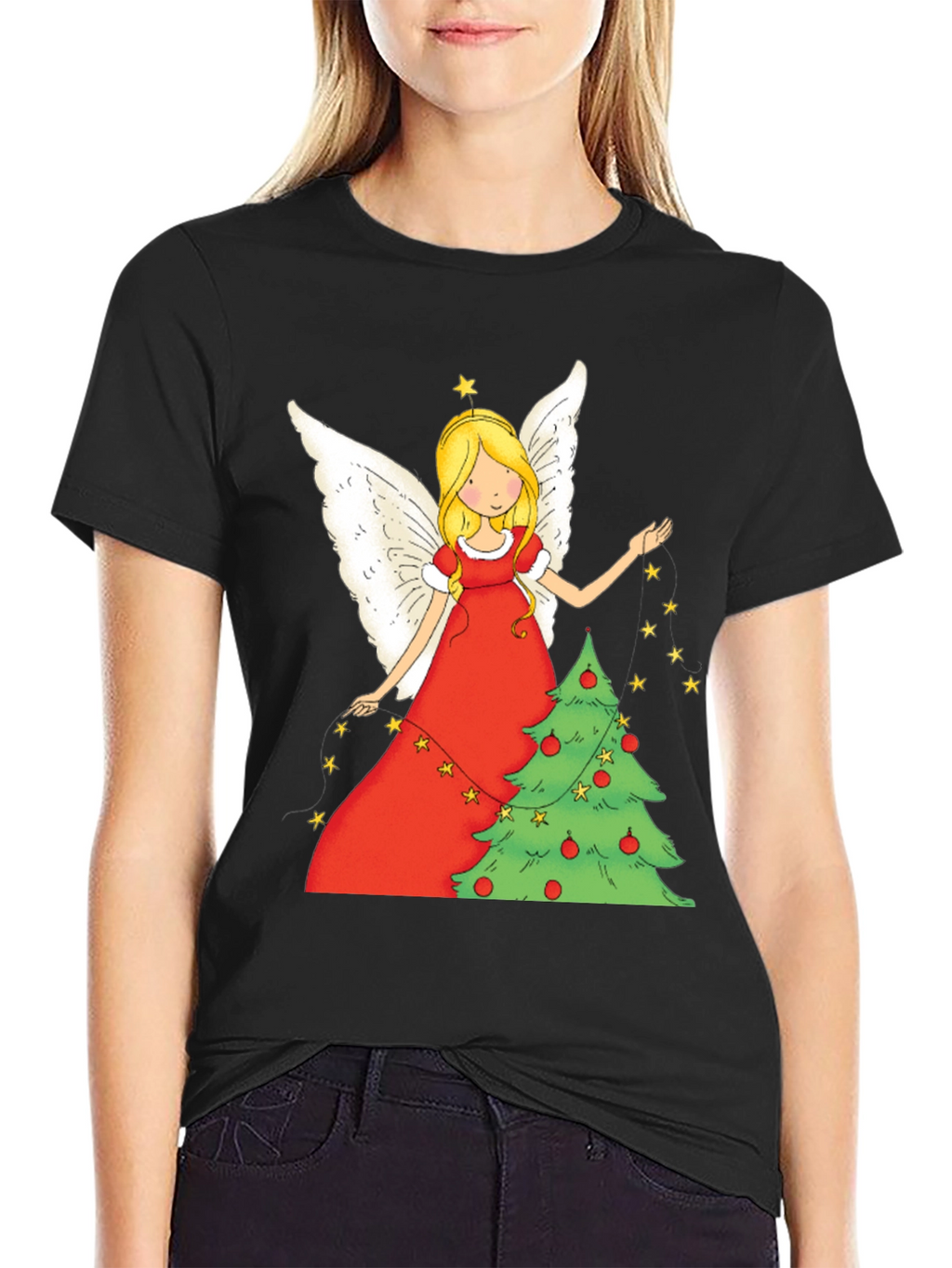 Festive Christmas Angel Graphic Tee
