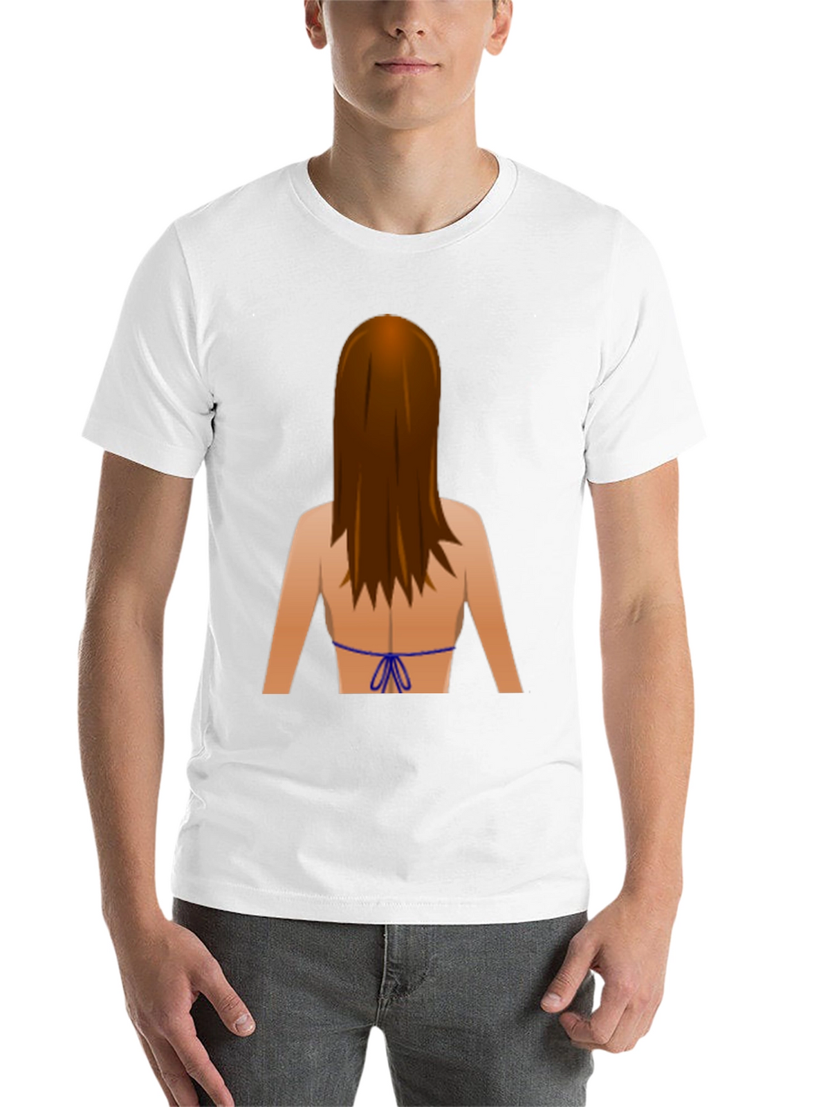 Emoji Bikini Back Print Black T-Shirt