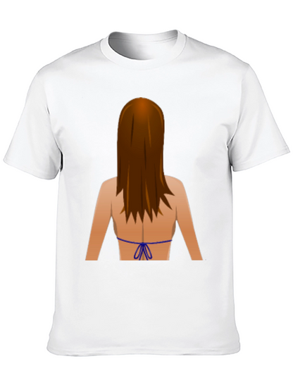 Emoji Bikini Back Print Black T-Shirt