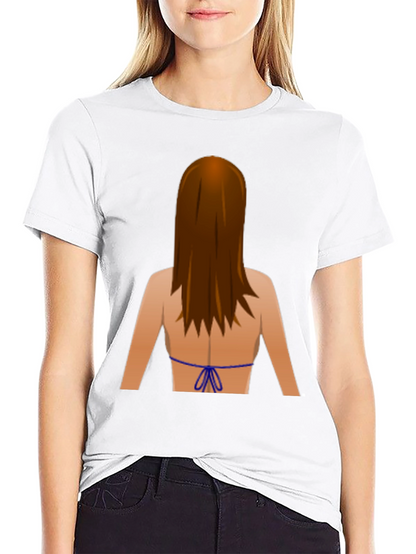 Emoji Bikini Back Print Black T-Shirt