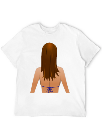 Emoji Bikini Back Print Black T-Shirt