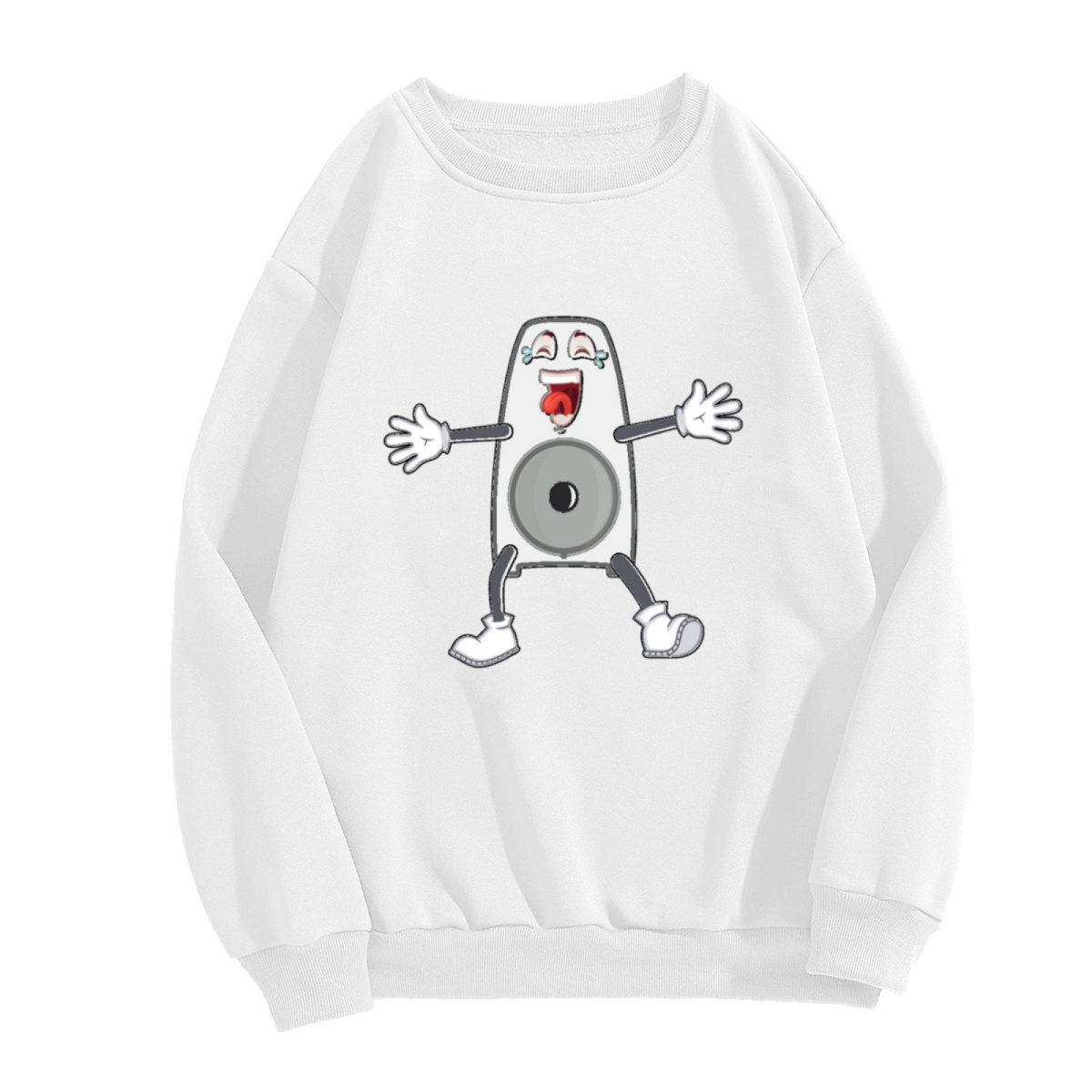 Funny Megaphone Cartoon Crewneck Sweatshirt - Silly Screaming Character Pullover, Quirky Humor Graphic, Weird Art Top