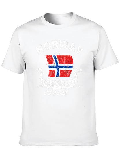 Norway Viking Ship T-Shirt - Mens Black Tee