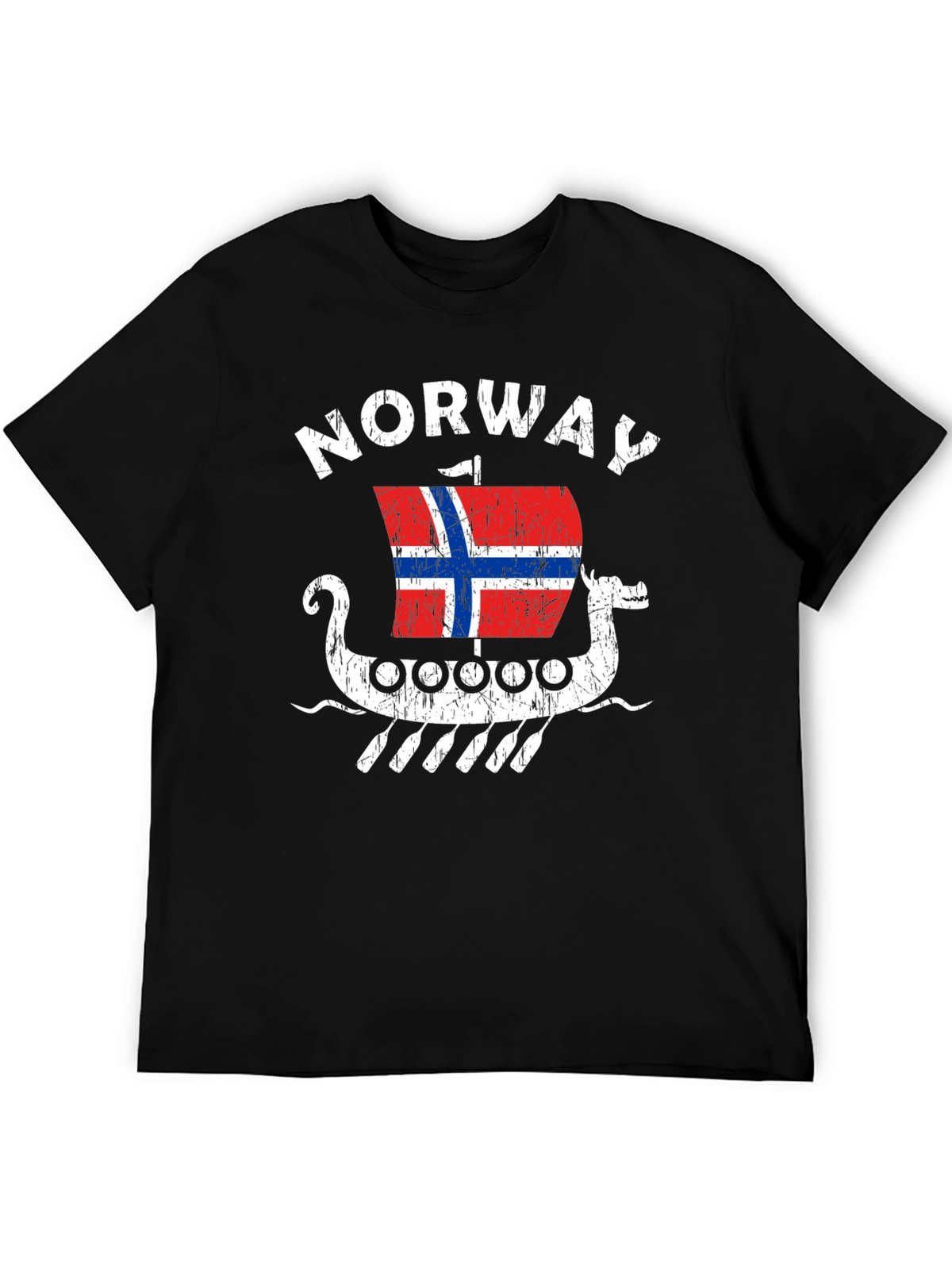 Norway Viking Ship T-Shirt - Mens Black Tee