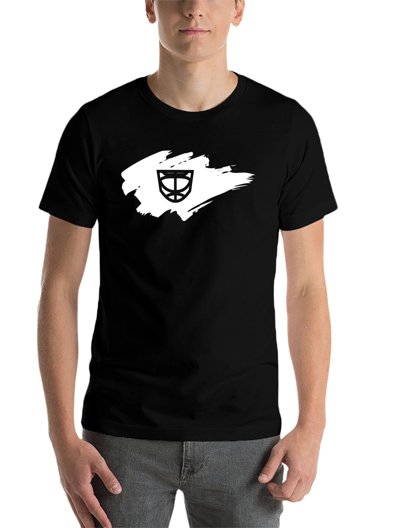 Mens Black T-Shirt with Basketball Hoop Graphic