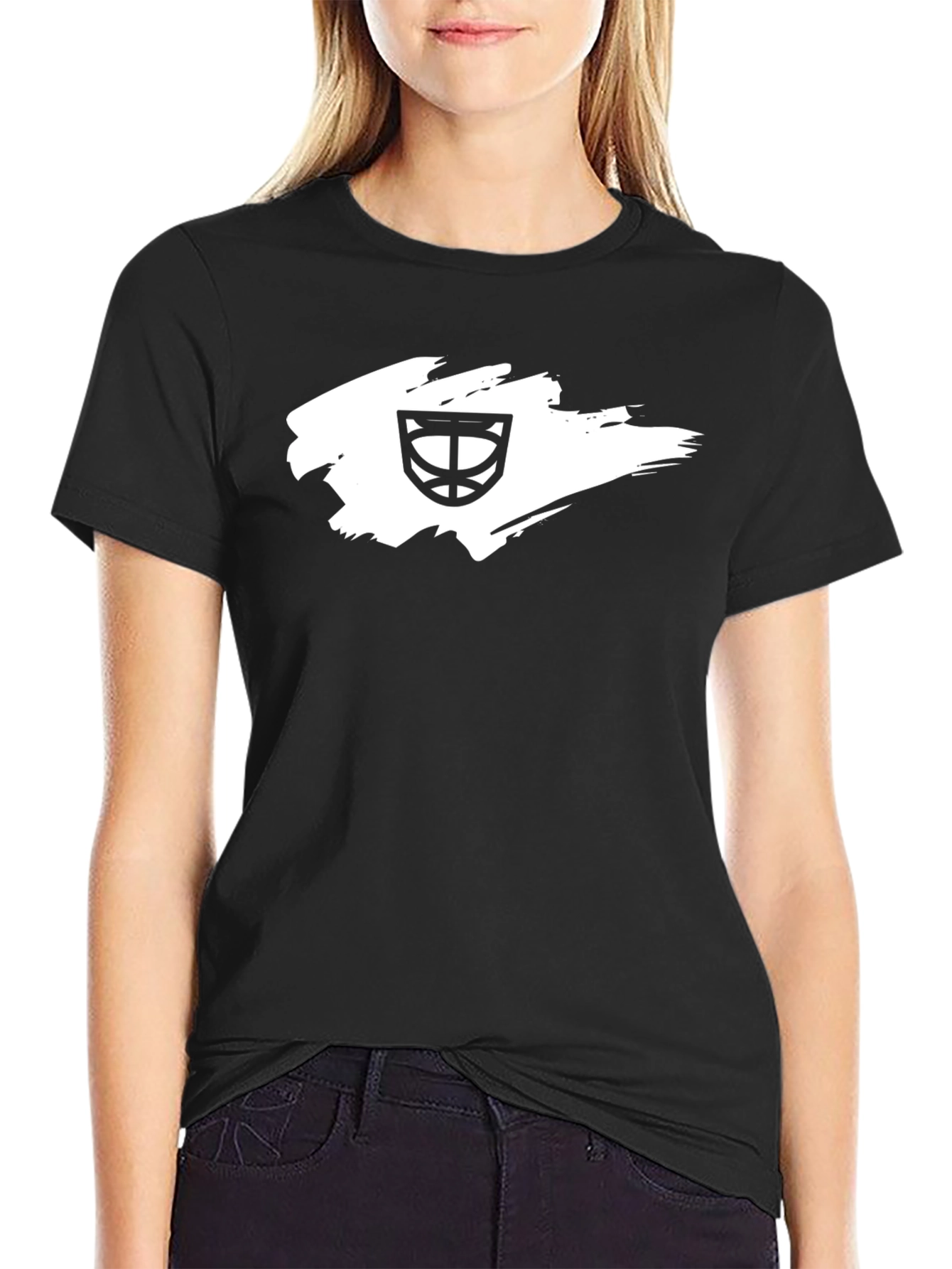 Mens Black T-Shirt with Basketball Hoop Graphic