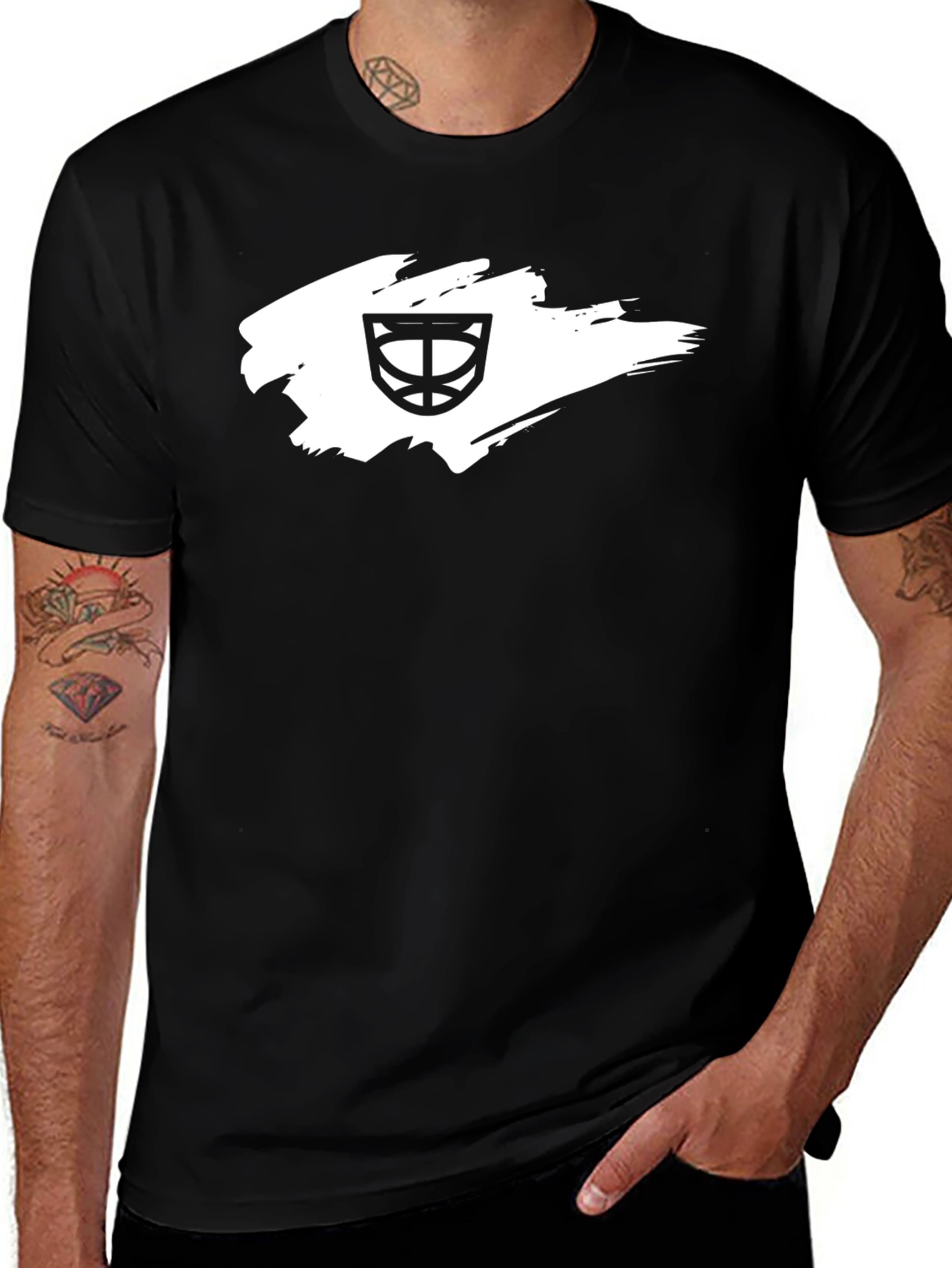 Mens Black T-Shirt with Basketball Hoop Graphic