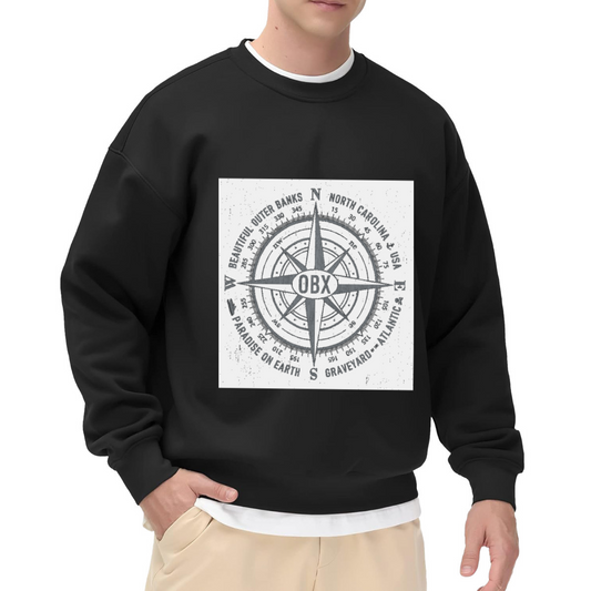 Beautiful Outer Banks OBX Compass Crewneck Sweatshirt, Vintage Nautical Badge Pullover, North Carolina Gift