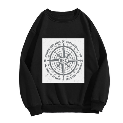 Beautiful Outer Banks OBX Compass Crewneck Sweatshirt, Vintage Nautical Badge Pullover, North Carolina Gift