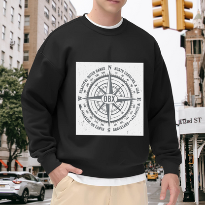 Beautiful Outer Banks OBX Compass Crewneck Sweatshirt, Vintage Nautical Badge Pullover, North Carolina Gift