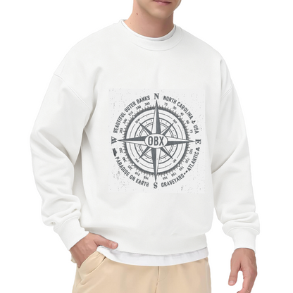 Beautiful Outer Banks OBX Compass Crewneck Sweatshirt, Vintage Nautical Badge Pullover, North Carolina Gift