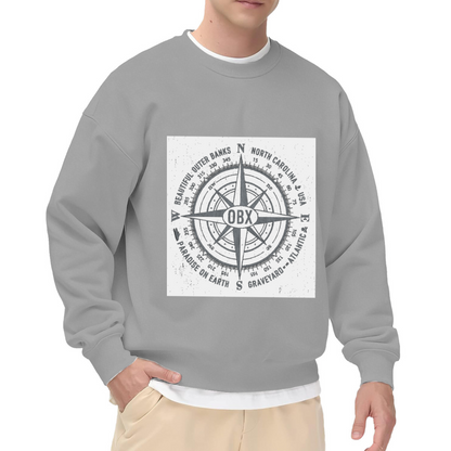 Beautiful Outer Banks OBX Compass Crewneck Sweatshirt, Vintage Nautical Badge Pullover, North Carolina Gift