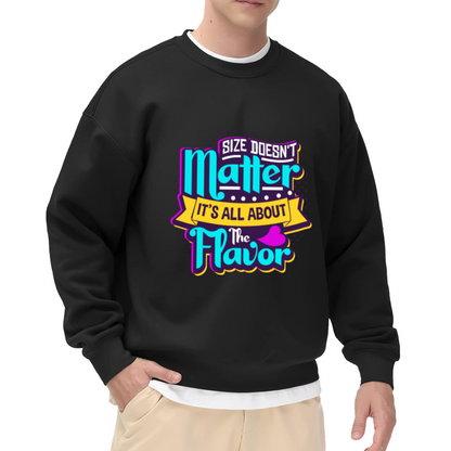 Size Doesn't Matter It's All About The Flavor Sweatshirt | Retro Food Pun Graphic Crewneck, Vintage Neon Pullover Top, Food Lover Gift
