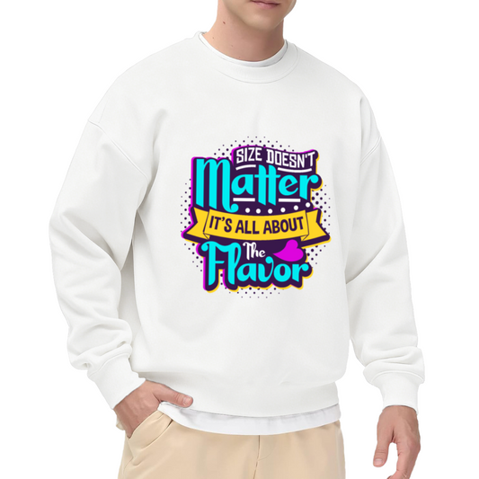 Size Doesn't Matter It's All About The Flavor Sweatshirt | Retro Food Pun Graphic Crewneck, Vintage Neon Pullover Top, Food Lover Gift