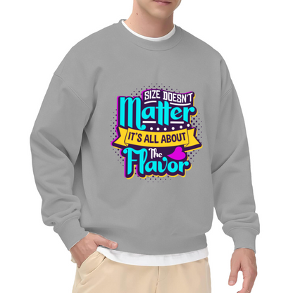 Size Doesn't Matter It's All About The Flavor Sweatshirt | Retro Food Pun Graphic Crewneck, Vintage Neon Pullover Top, Food Lover Gift