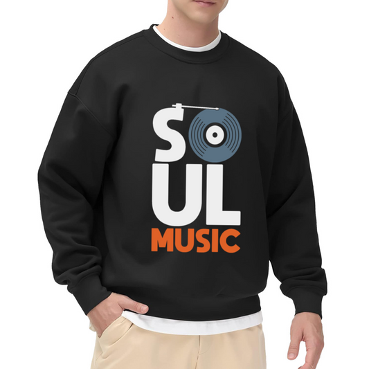 Soul Music Vinyl Record Design Crewneck Sweatshirt - Vintage Music Lover Apparel Gift