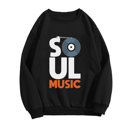 Soul Music Vinyl Record Design Crewneck Sweatshirt - Vintage Music Lover Apparel Gift