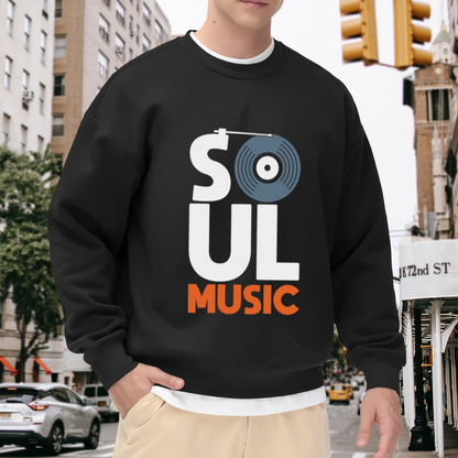 Soul Music Vinyl Record Design Crewneck Sweatshirt - Vintage Music Lover Apparel Gift