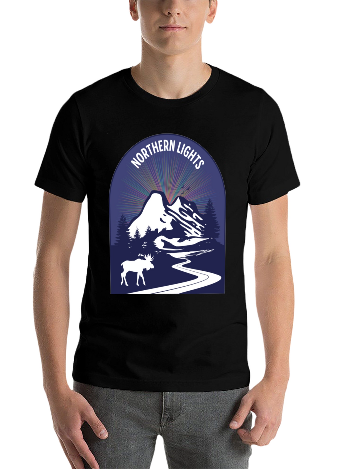 Northern Lights Moose Graphic Tee