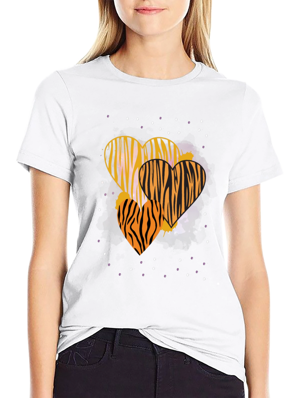 Striped Heart Graphic Tee - Trendy Casual Wear