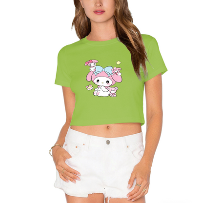 Lovely My Melody With Little Friends Green Cropped Tee