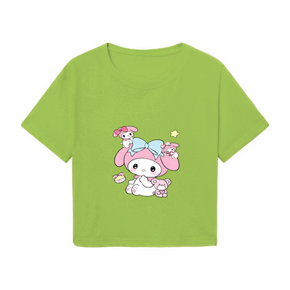 Lovely My Melody With Little Friends Green Cropped Tee