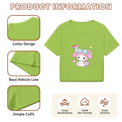 Lovely My Melody With Little Friends Green Cropped Tee