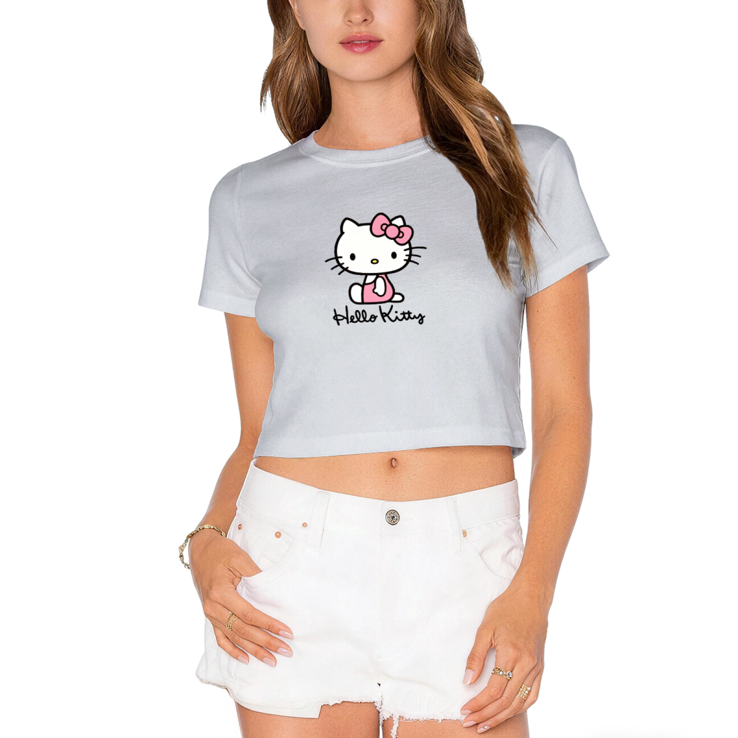 Street?Style Swoosh Logo White Casual Cropped Tee