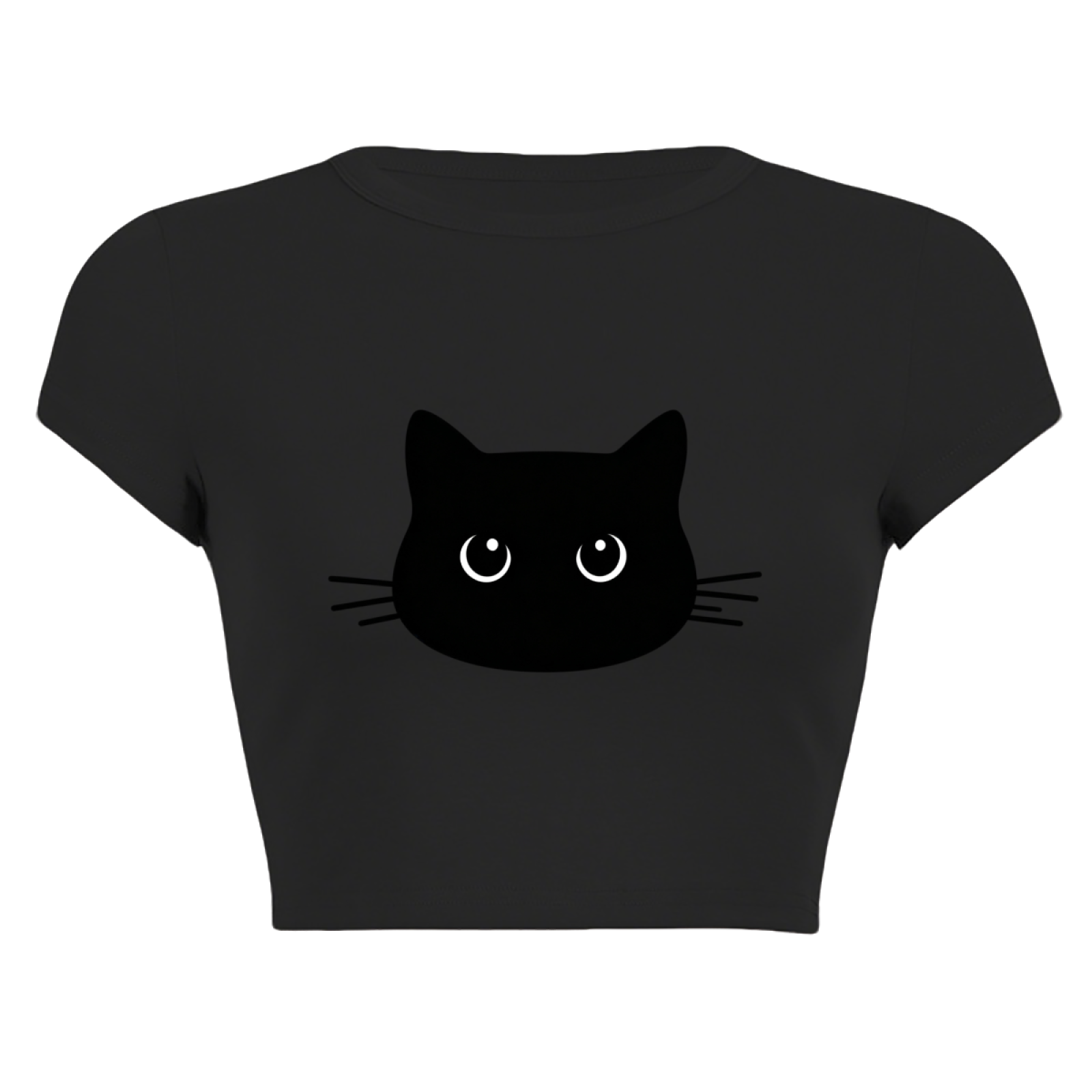 Cute Black Cat Face Slim Fit Y2K Crop Top