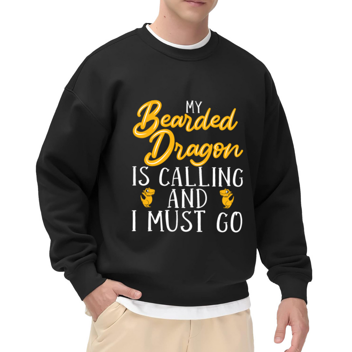 My Bearded Dragon Is Calling And I Must Go Reptile Crewneck Sweatshirt | Funny Lizard Owner Pullover, Bearded Dragon Gift