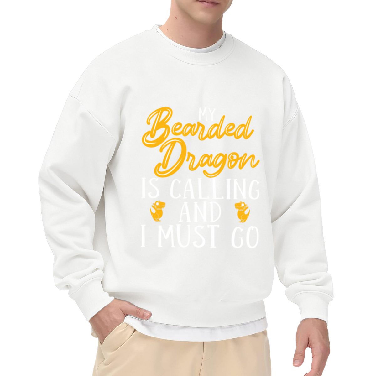 My Bearded Dragon Is Calling And I Must Go Reptile Crewneck Sweatshirt | Funny Lizard Owner Pullover, Bearded Dragon Gift