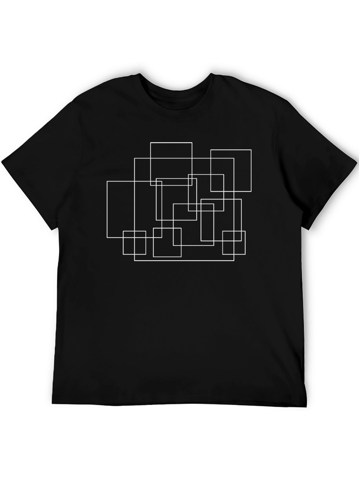 Modern Geometric Squares Black T-Shirt