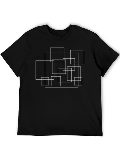 Modern Geometric Squares Black T-Shirt
