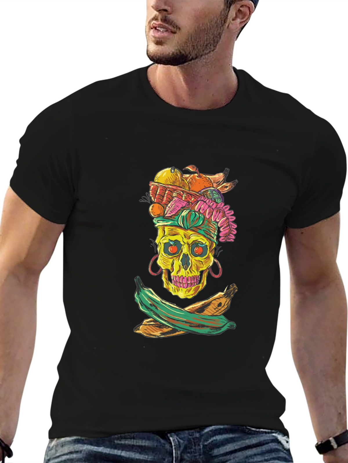 Skull & Fruit Graphic T-Shirt - Unique Design