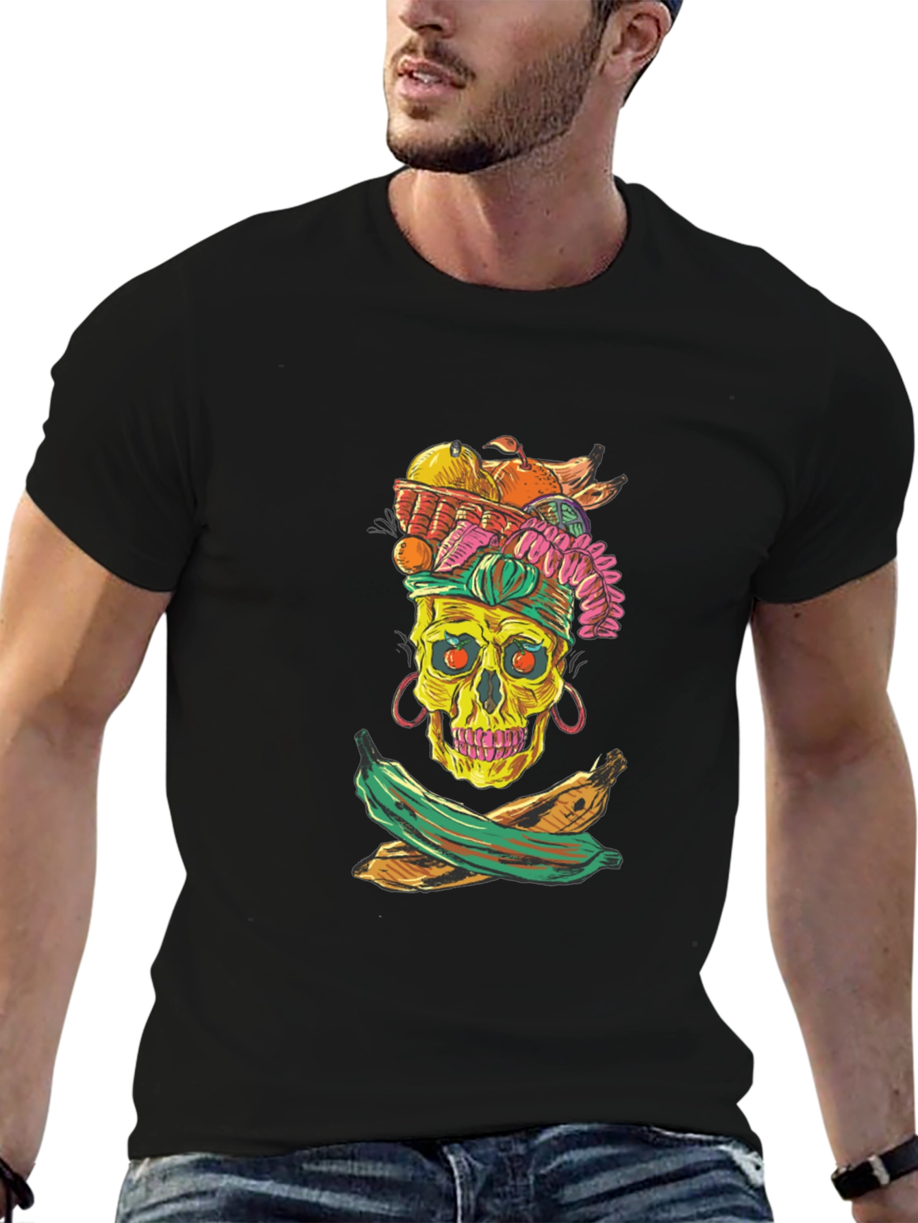 Skull & Fruit Graphic T-Shirt - Unique Design