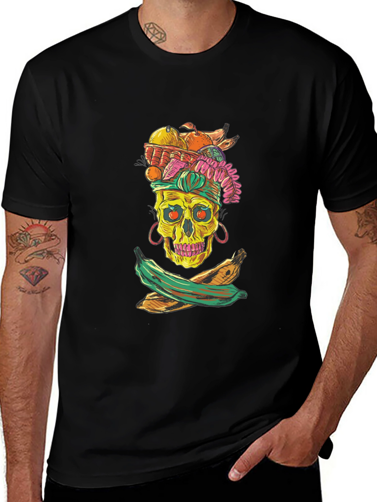 Skull & Fruit Graphic T-Shirt - Unique Design